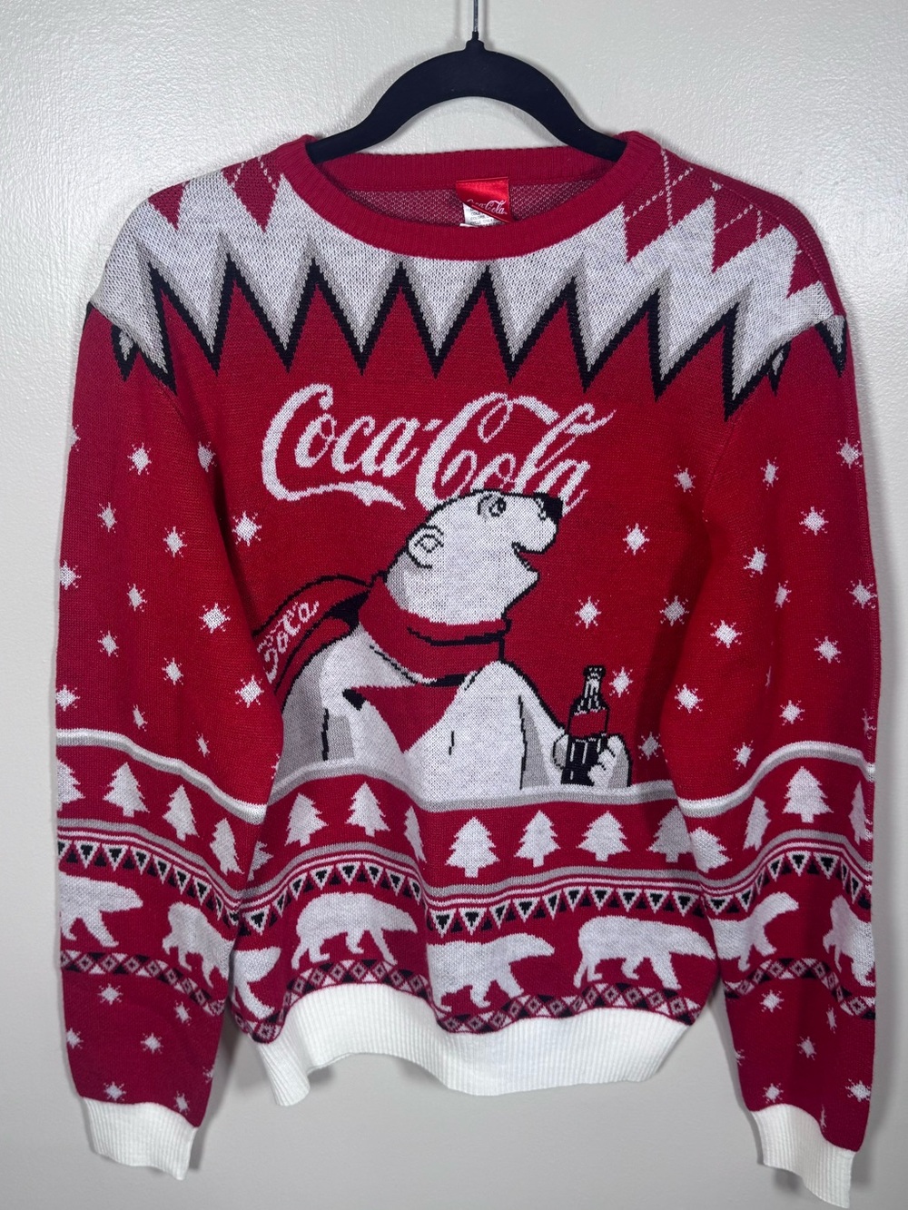 Coca Cola Polar Bear Ugly Cute Christmas Sz M Pop Art Fair Isle Holiday Sweater